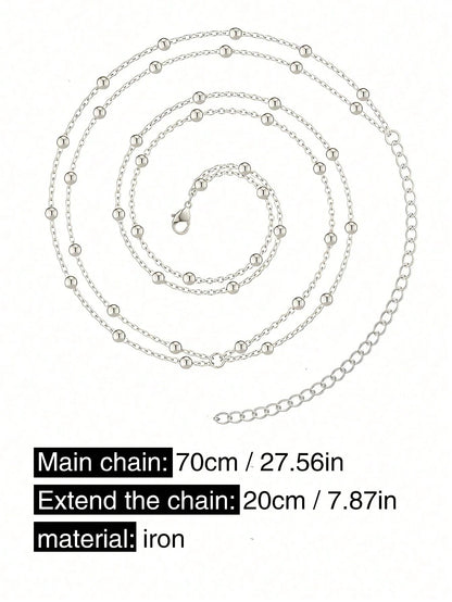 1pc Women's Sexy Criss-Cross Layered Body Chain, Minimalist Beaded Waist Chain, Fashion Accessory, Summer Beach Party Essential