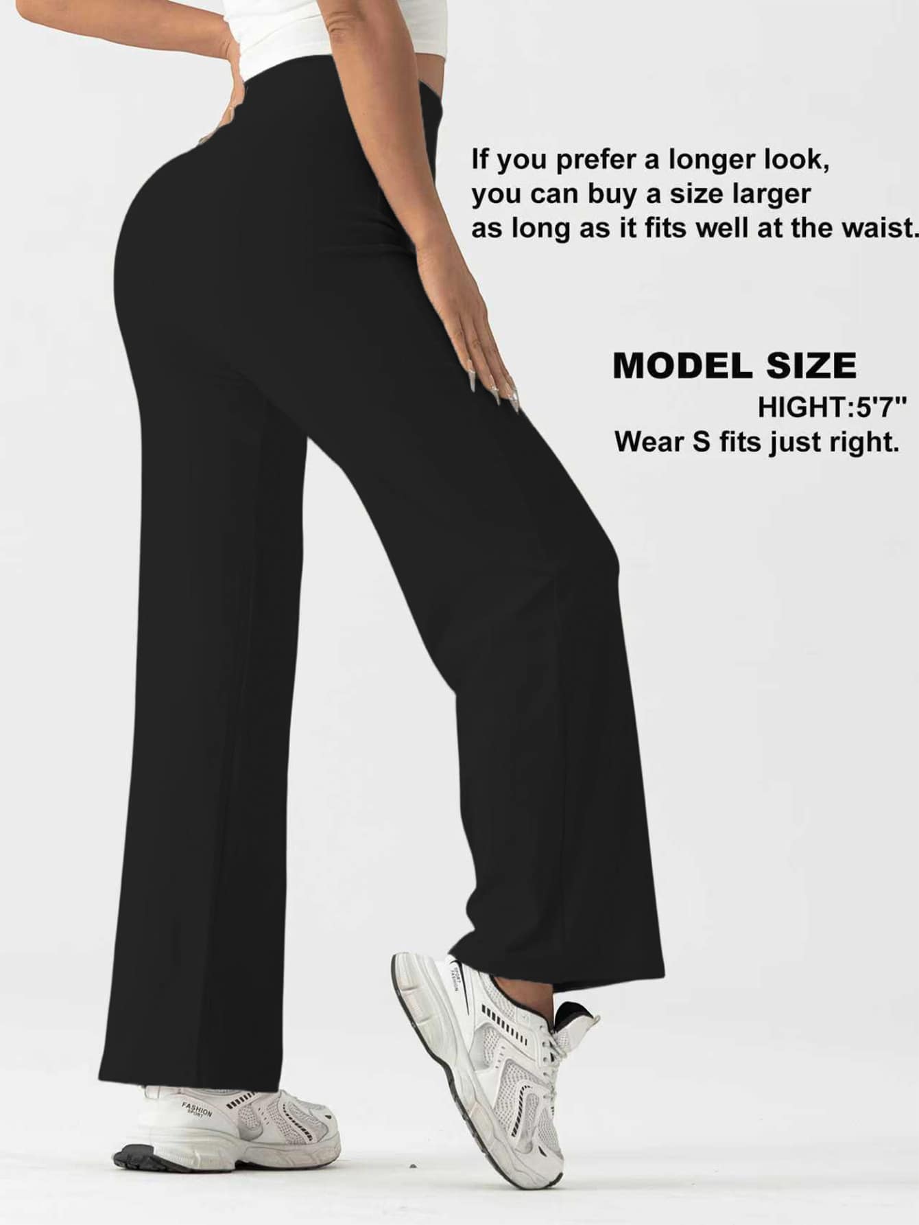 1pc Women's Straight Leg Wide Leg Pants High Waisted Slimming Yoga Leggings Black Sports Hiking Pants