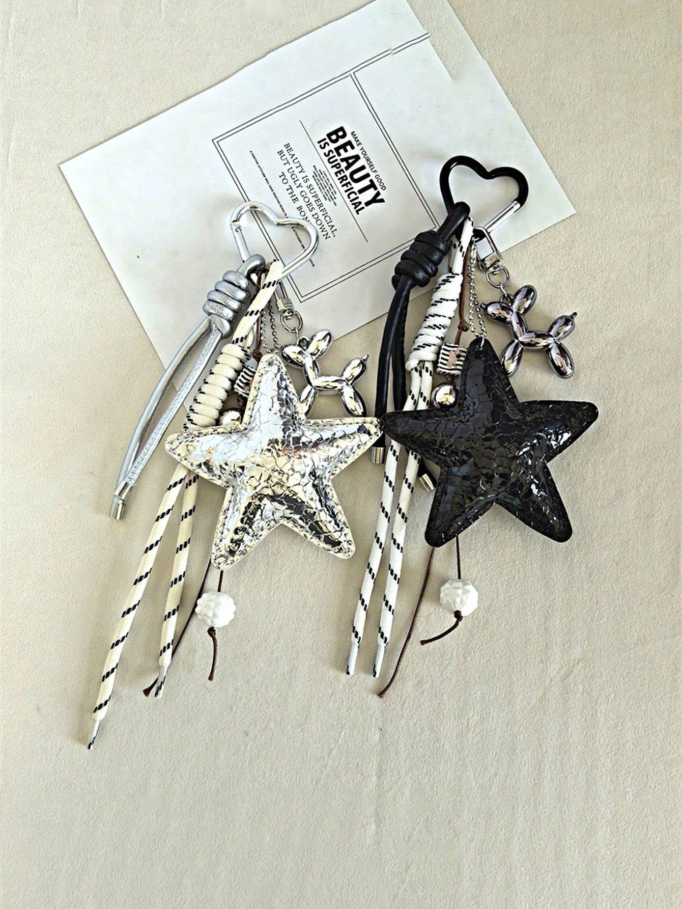 1pc Y2K Style Pink Star Bag Charm, Chenille Material, Keychain, Car Hanging Ornament. Valentine's Day Gift, Fashionable And Versatile, Suitable For Teenagers, Women, College Students, Teachers, White