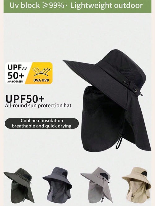 1pce Sunshade Hat, Men's Neck Protection Integrated Fishing And Hiking Hat, Outdoor Breathable Fishing Hat For Spring And Summer