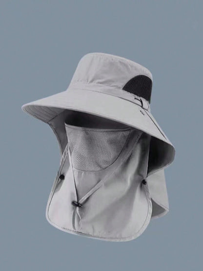 1pce Sunshade Hat, Men's Neck Protection Integrated Fishing And Hiking Hat, Outdoor Breathable Fishing Hat For Spring And Summer