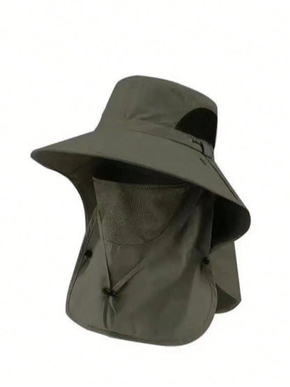 1pce Sunshade Hat, Men's Neck Protection Integrated Fishing And Hiking Hat, Outdoor Breathable Fishing Hat For Spring And Summer