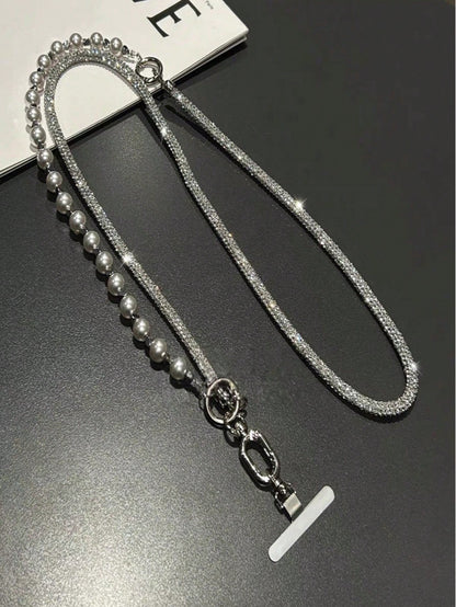 1set/1PC New 3-In-1 Detachable Phone Chain Lanyard, Premium Adjustable Crossbody Strap With Pearl Wrist & Neck Hanging, Suitable For Outdoor Travel, Hiking, Trekking, Shopping, All Seasons, Unisex, Sm
