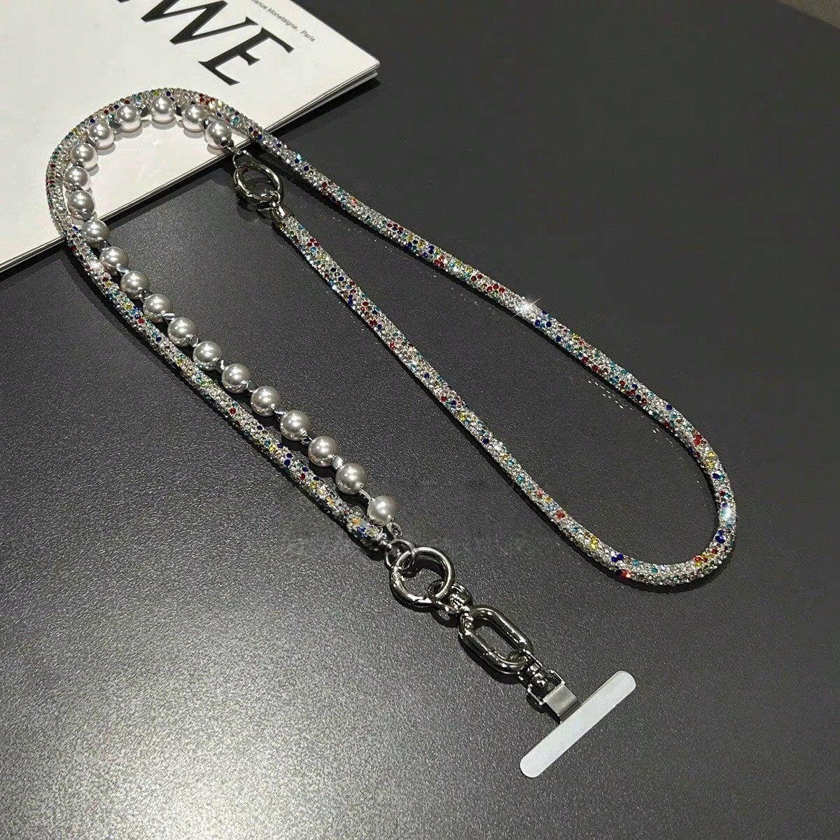 1set/1PC New 3-In-1 Detachable Phone Chain Lanyard, Premium Adjustable Crossbody Strap With Pearl Wrist & Neck Hanging, Suitable For Outdoor Travel, Hiking, Trekking, Shopping, All Seasons, Unisex, Sm