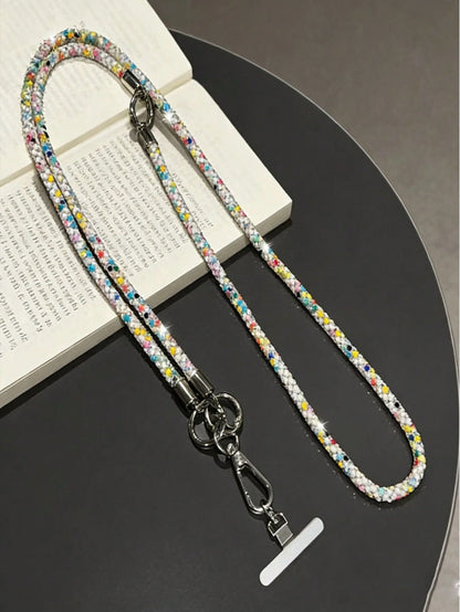 1set/1PC New 3-In-1 Detachable Phone Chain Lanyard, Premium Adjustable Crossbody Strap With Pearl Wrist & Neck Hanging, Suitable For Outdoor Travel, Hiking, Trekking, Shopping, All Seasons, Unisex, Sm