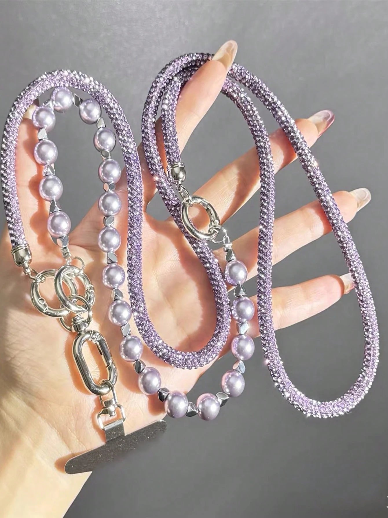 1set/1PC New 3-In-1 Detachable Phone Chain Lanyard, Premium Adjustable Crossbody Strap With Pearl Wrist & Neck Hanging, Suitable For Outdoor Travel, Hiking, Trekking, Shopping, All Seasons, Unisex, Sm