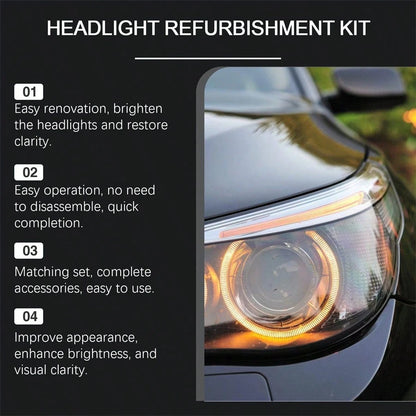 1SET Automotive Headlight Restoration Kit With Wipe & Sponge Headlamp Repair Kits Refurbishes Car Yellowed Headlights Cleaner And Restorer Kit For Car