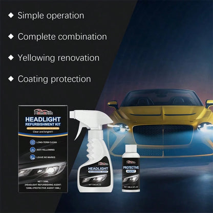 1SET Automotive Headlight Restoration Kit With Wipe & Sponge Headlamp Repair Kits Refurbishes Car Yellowed Headlights Cleaner And Restorer Kit For Car