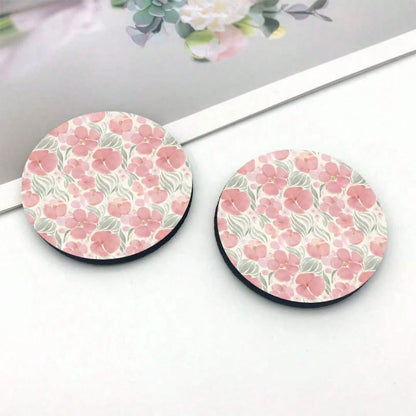 2/1pc Floral Car Cup Holder Coaster, Absorbent Ceramic Car Drink Cup Holder Pad, Cute Flower Pattern Car Interior Accessory Decoration, Waterproof Car Cup Holder Coaster, Suitable For Most Car Cup Hol