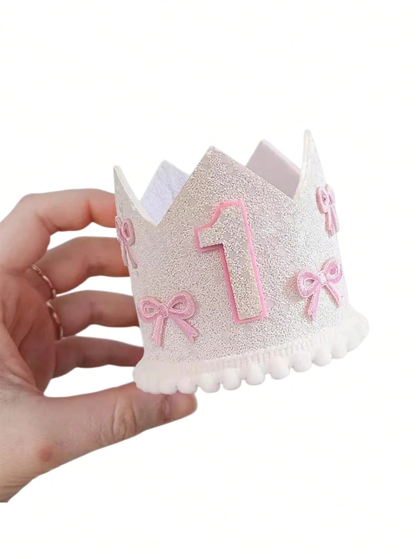 2/1pc INS Style Bow Non-Woven Fabric Flag Hat, 1st Birthday Chair Decor, Photo Prop Suitable For Children's Birthday, Baby Shower Party Decoration, Pink Bow 1st Birthday Girl Hat, Happy Birthday Party