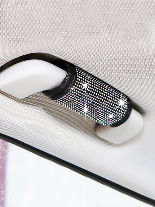 2/1pc Rhinestone Car Handle Cover, Women's Decorative Handle Grip, Suitable For Car, Luggage