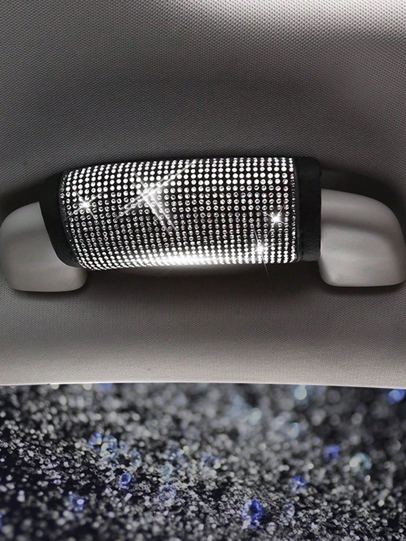 2/1pc Rhinestone Car Handle Cover, Women's Decorative Handle Grip, Suitable For Car, Luggage