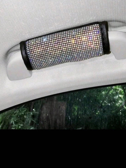 2/1pc Rhinestone Car Handle Cover, Women's Decorative Handle Grip, Suitable For Car, Luggage