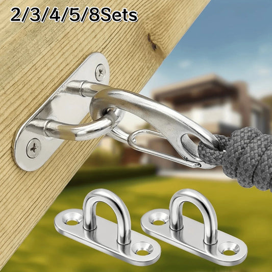 2/3/4/5/8 Sets Stainless Steel Thickened Ceiling Hanging Hooks, Heavy Duty Ceiling Suspension Hooks, Fan Pull Ring Hooks