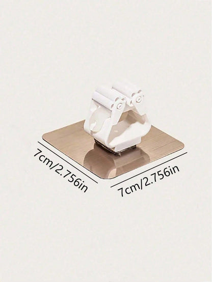 2/4/6/8pcs No-Drill Mop Holder For Wall- Heavy Duty Adhesive Broom Organizer For Kitchen & Bathroom. Waterproof Design Secures Mops, Brooms & Umbrellas Without Drilling. Adjustable Clips Fit Various