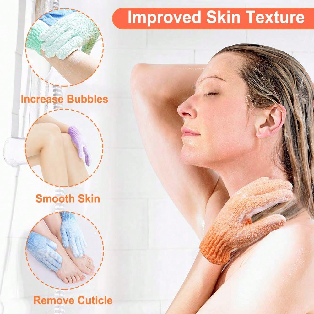 2/4/8pcs/Set Reusable Exfoliating Bath Gloves For Scrubbing, Back Washing, Massage And Body Exfoliation, Body Cleaning Accessories, 1/3/5/10/20pcs/Set, Suitable For Bathing, Facial, Spa, Hand Washing