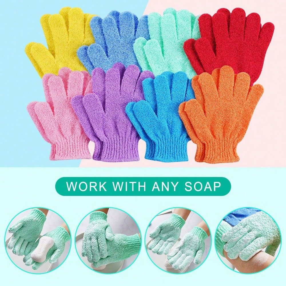2/4/8pcs/Set Reusable Exfoliating Bath Gloves For Scrubbing, Back Washing, Massage And Body Exfoliation, Body Cleaning Accessories, 1/3/5/10/20pcs/Set, Suitable For Bathing, Facial, Spa, Hand Washing