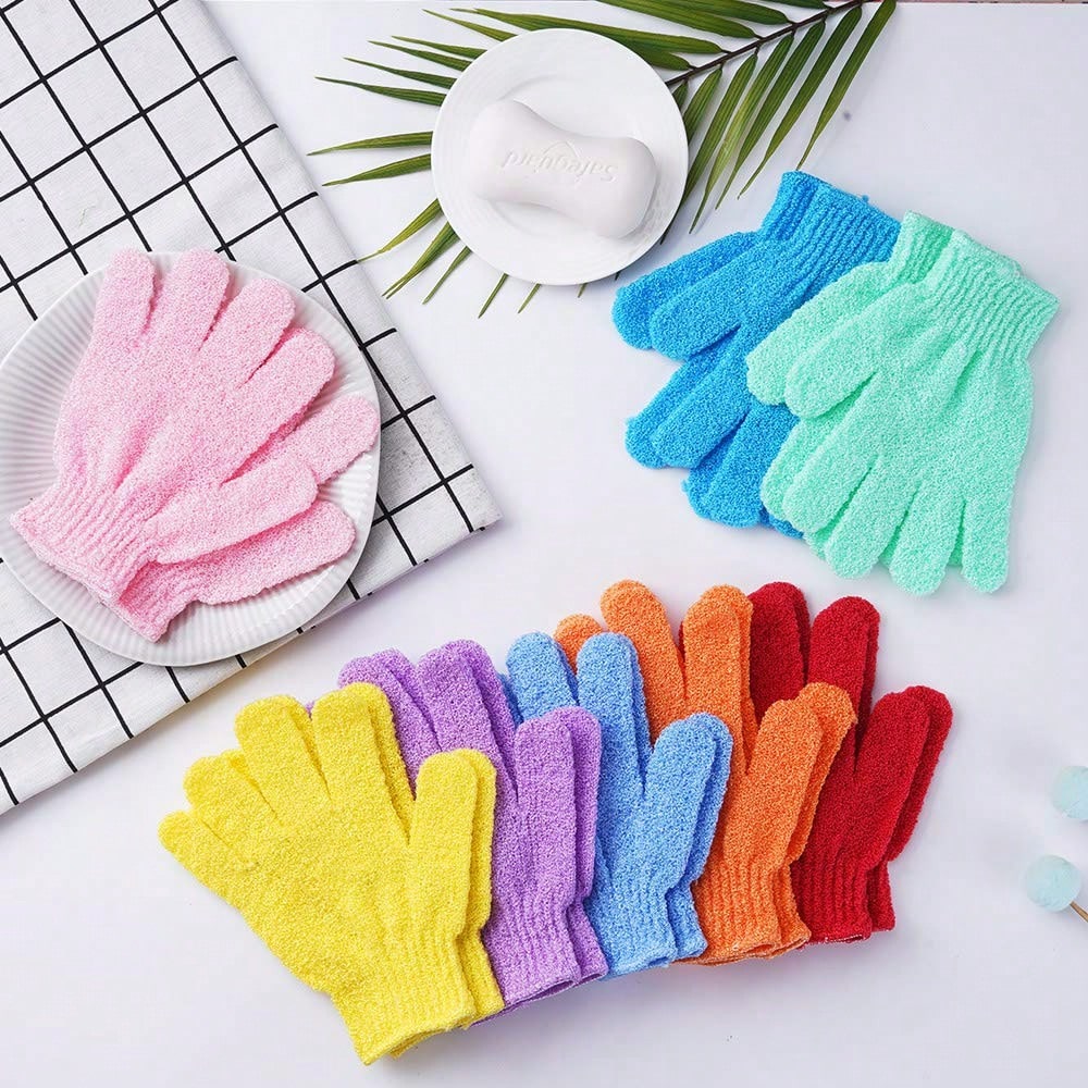 2/4/8pcs/Set Reusable Exfoliating Bath Gloves For Scrubbing, Back Washing, Massage And Body Exfoliation, Body Cleaning Accessories, 1/3/5/10/20pcs/Set, Suitable For Bathing, Facial, Spa, Hand Washing