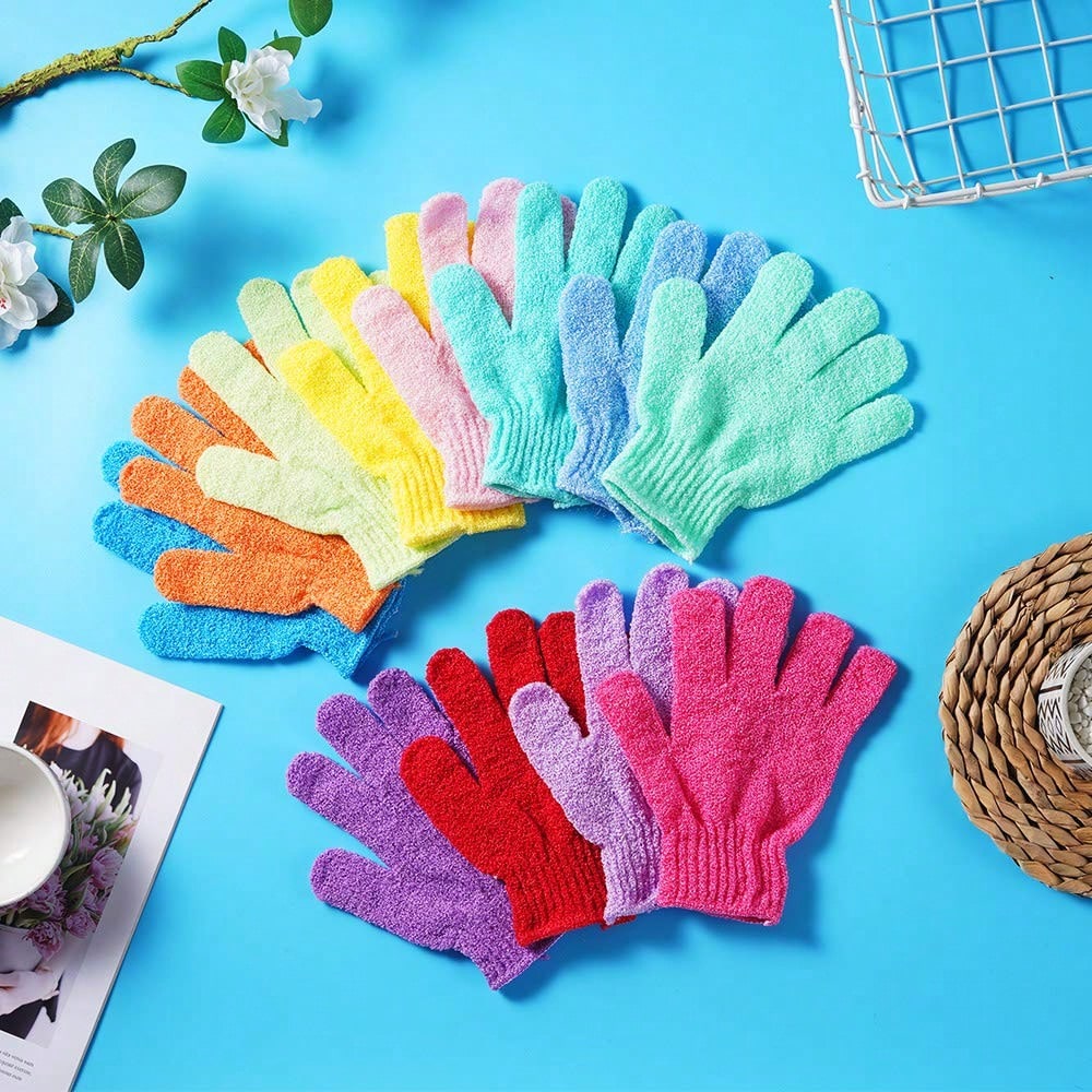 2/4/8pcs/Set Reusable Exfoliating Bath Gloves For Scrubbing, Back Washing, Massage And Body Exfoliation, Body Cleaning Accessories, 1/3/5/10/20pcs/Set, Suitable For Bathing, Facial, Spa, Hand Washing