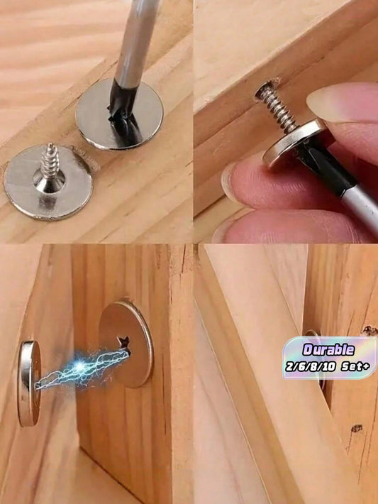 2/6/8/10Pcs Magnetic Cabinet Door Catch, Hidden Metal Magnetic Latch, Universal Magnetic Lock For Kitchen Cabinet, Glass Door & Drawer