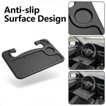 2-In-1 Car Steering Wheel Tray Table, Desktop Storage Rack, Made Of High-Strength ABS Material, Compatible With Sedans, Trucks, And SUVs-Offers Multiple Functions For Work, Reading, And In-Car Organiz