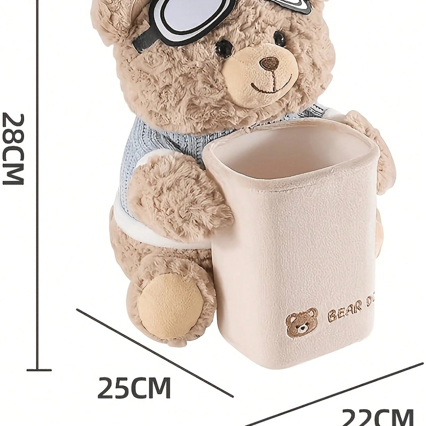 2-In-1 Cartoon Bear Car Storage Box For Motorhome, Tissue & Trash Container, Nice Accessory For Self-Drive Trips