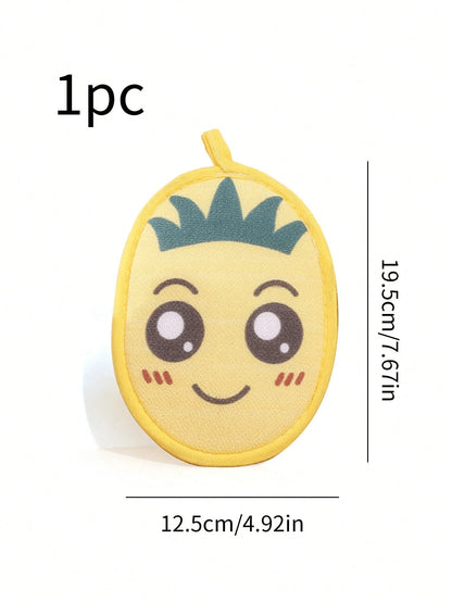 2-In-1 Double-Sided Baby Bath Towel, Cartoon Baby Shower Accessories, Thick Hanging Design, Soft & Non-Shedding Bath Sponge
