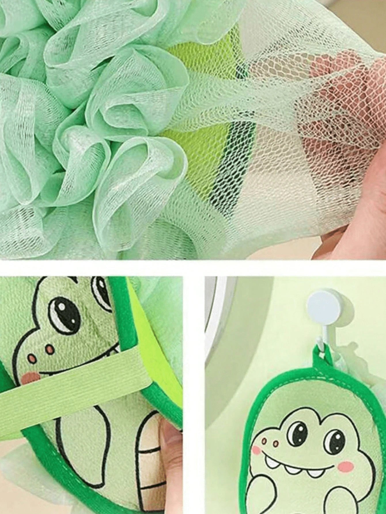 2-In-1 Double-Sided Baby Bath Towel, Cartoon Baby Shower Accessories, Thick Hanging Design, Soft & Non-Shedding Bath Sponge