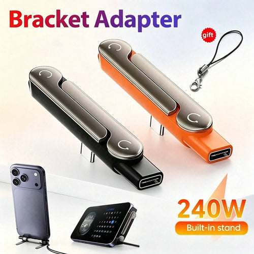 2-In-1 Foldable USB-C Charging Adapter With Built-In Stand, 240W Fast Charging Connector Compatible With All Type-C Devices, Suitable For IPhone 17/16/15 & Galaxy S26/S25/S24/S23/S22/S21/S20