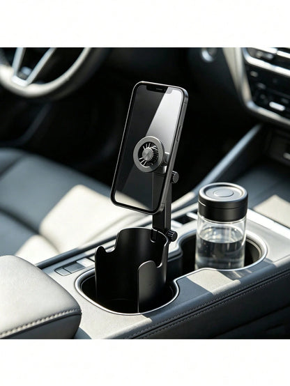 2-In-1 Magnetic Car Cup Holder Phone Mount, Strong Magnet With 2 Bonus Magnetic Phone Stickers, 360° Rotatable Telescopic Adjustable Arm, Durable ABS Universal Fit For Most Vehicle Cup Holders For Han