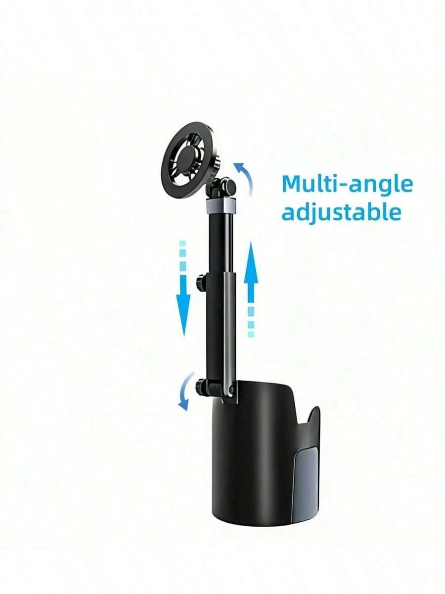 2-In-1 Magnetic Car Cup Holder Phone Mount, Strong Magnet With 2 Bonus Magnetic Phone Stickers, 360° Rotatable Telescopic Adjustable Arm, Durable ABS Universal Fit For Most Vehicle Cup Holders For Han