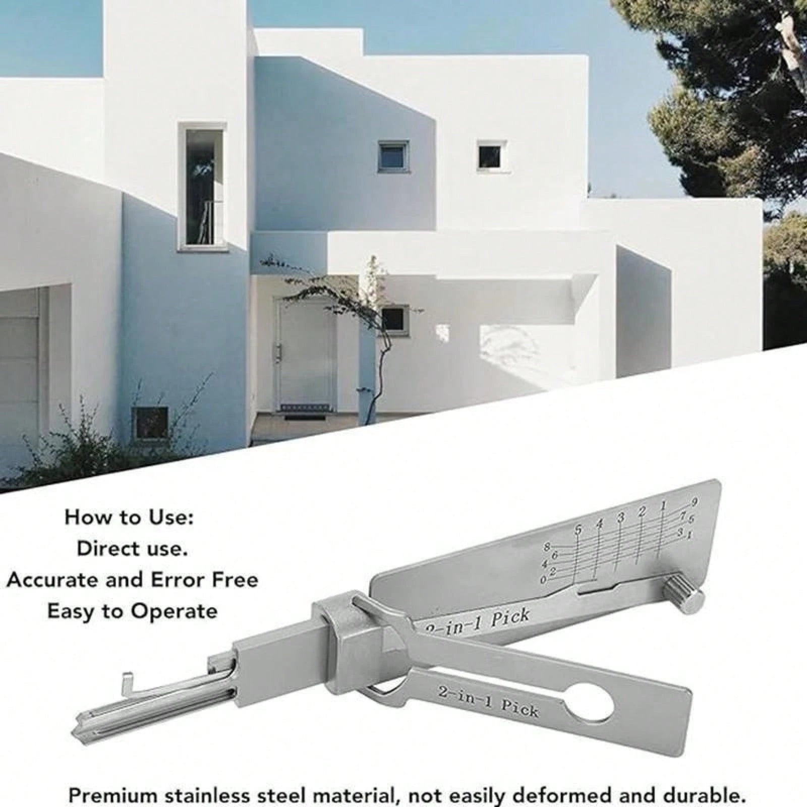 2-In-1 Stainless Steel Key Decoder- Precision Hook Pick Kit| Portable O-Ring & Lock Repair Tool