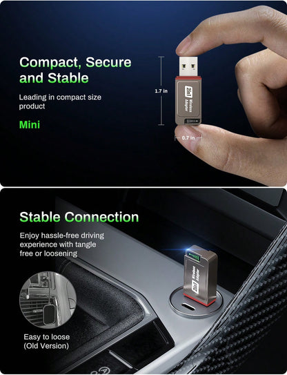 2-In-1 Wireless CarPlay & Android Auto Adapter, Plug & Play CarPlay Dongle Converts Wired To Wireless, Fast Auto-Connect, No Delay, Compact Design For IPhone & Android With USB/USB-C Port