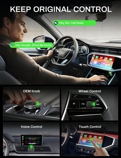 2-In-1 Wireless CarPlay & Android Auto Adapter, Plug & Play CarPlay Dongle Converts Wired To Wireless, Fast Auto-Connect, No Delay, Compact Design For IPhone & Android With USB/USB-C Port