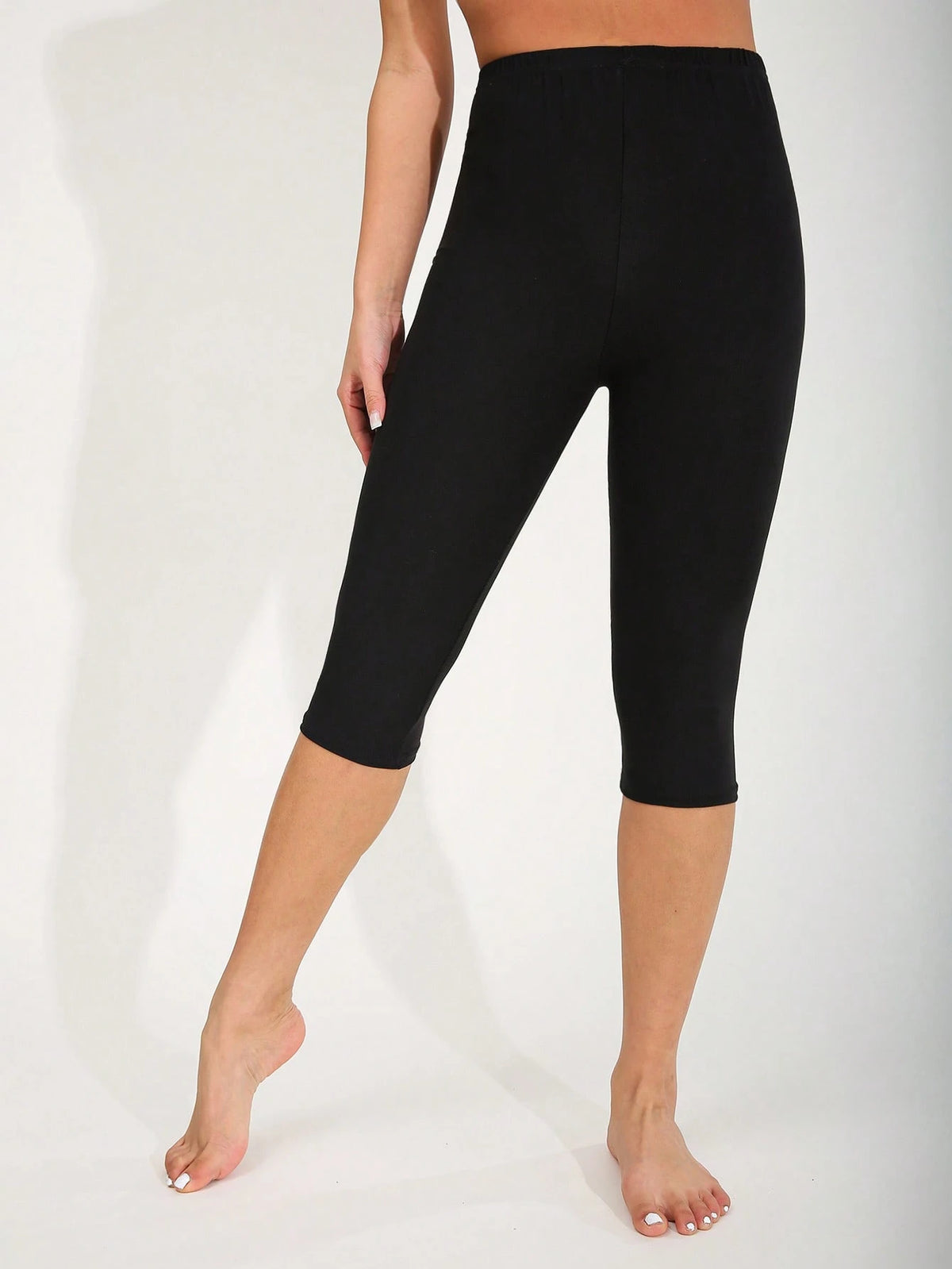 2 Packs Spring Summer Women's Legging Casual Fashion Solid Color Tight Pants Outdoor Sports Pants High Elasticity Practice Yoga Sevens Black