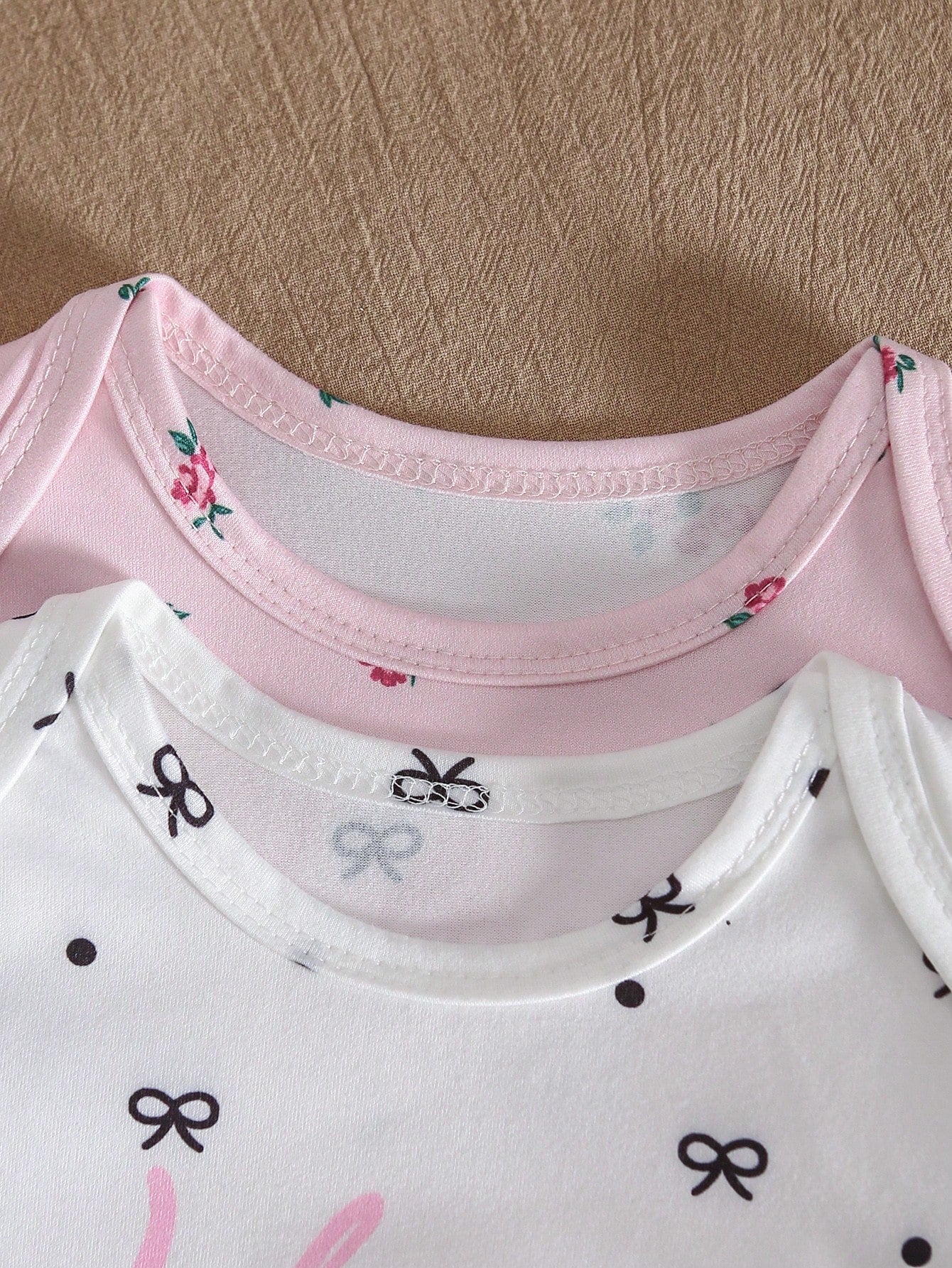 2-Piece Baby Girls Pajamas White Cute Summer Lounge Crew Neck Long Sleeve Nightgown,Apricot Pink Floral Print Sleepwear Home Wear Soft Breathable