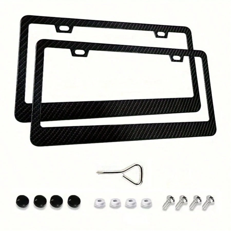 2-Piece Carbon Fiber Plastic License Plate Holder, American Size, Classic And Fashionable Multi-Color License Plate Holder, Rust-Proof Design, Suitable For Installation On Both Front And Rear, Complim