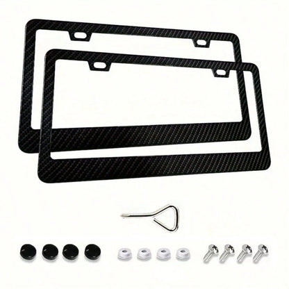 2-Piece Carbon Fiber Plastic License Plate Holder, American Size, Classic And Fashionable Multi-Color License Plate Holder, Rust-Proof Design, Suitable For Installation On Both Front And Rear, Complim