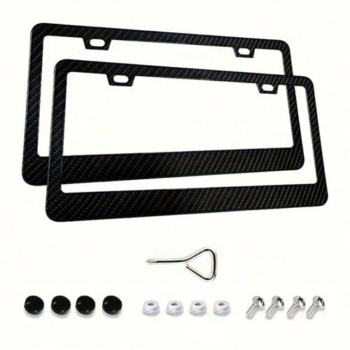 2-Piece Carbon Fiber Plastic License Plate Holder, American Size, Classic And Fashionable Multi-Color License Plate Holder, Rust-Proof Design, Suitable For Installation On Both Front And Rear, Complim