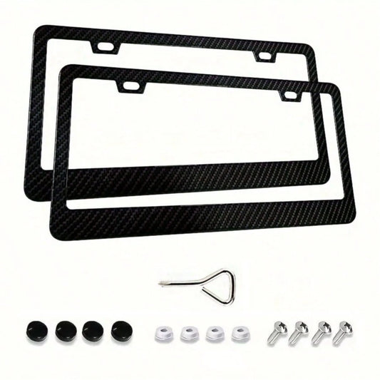2-Piece Carbon Fiber Plastic License Plate Holder, American Size, Classic And Fashionable Multi-Color License Plate Holder, Rust-Proof Design, Suitable For Installation On Both Front And Rear, Complim