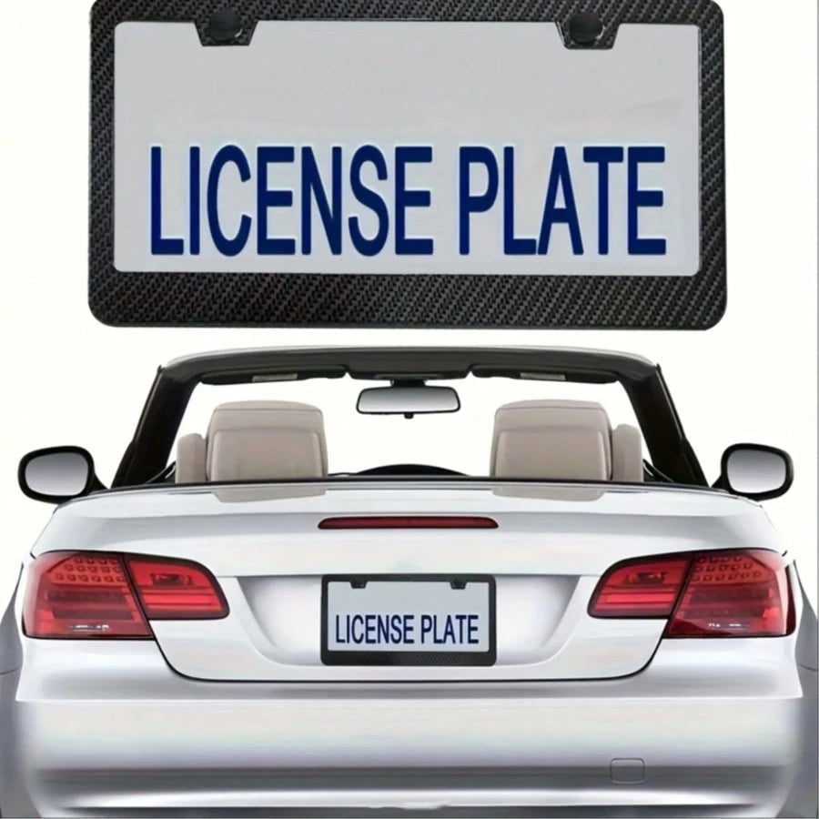 2-Piece Carbon Fiber Plastic License Plate Holder, American Size, Classic And Fashionable Multi-Color License Plate Holder, Rust-Proof Design, Suitable For Installation On Both Front And Rear, Complim