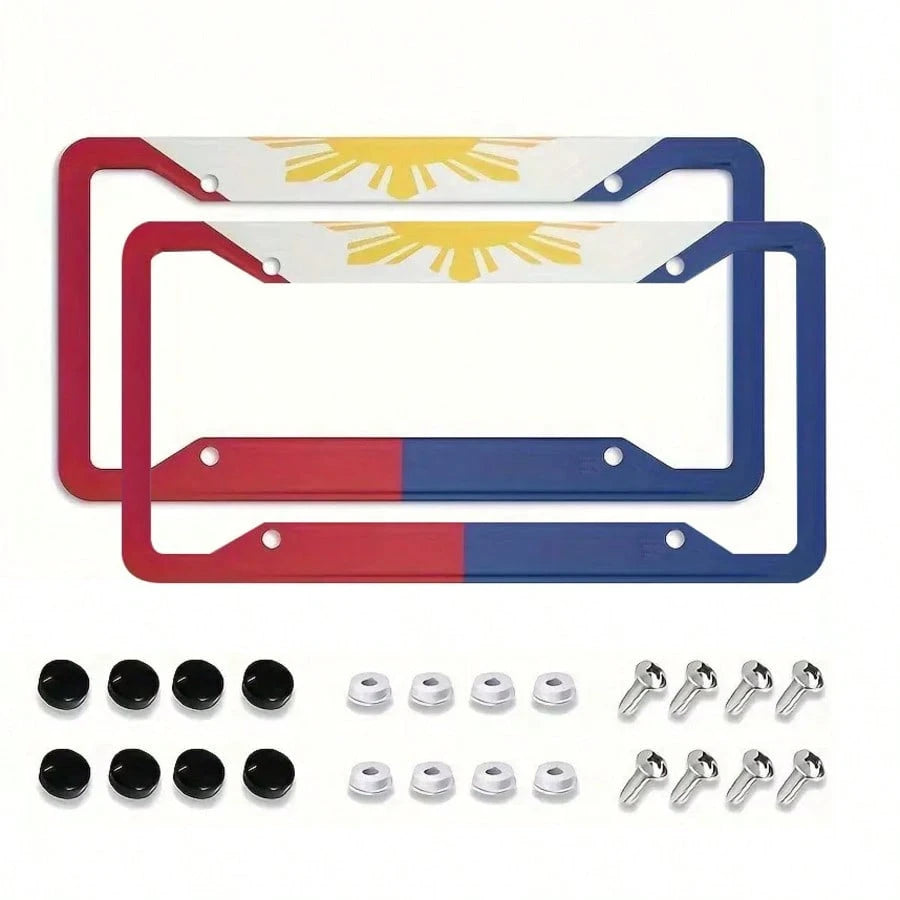 2-Piece Carbon Fiber Plastic License Plate Holder, American Size, Classic And Fashionable Multi-Color License Plate Holder, Rust-Proof Design, Suitable For Installation On Both Front And Rear, Complim
