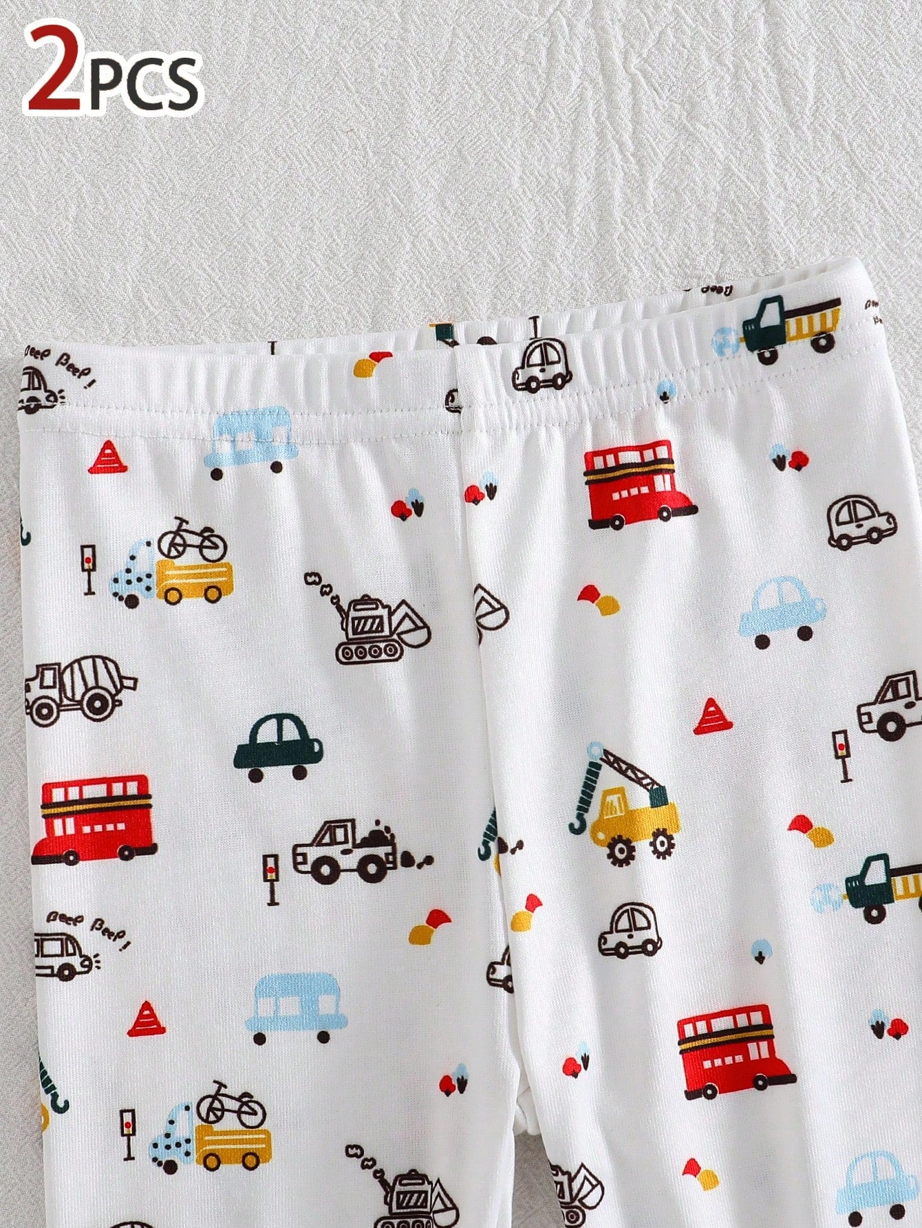 2 Pieces Baby Boys Pajama Set,Cartoon Vehicle Print,Soft Stretchy Knit Night Wear,Snug Fit,Cute Summer,Soft Summer Colour Palette
