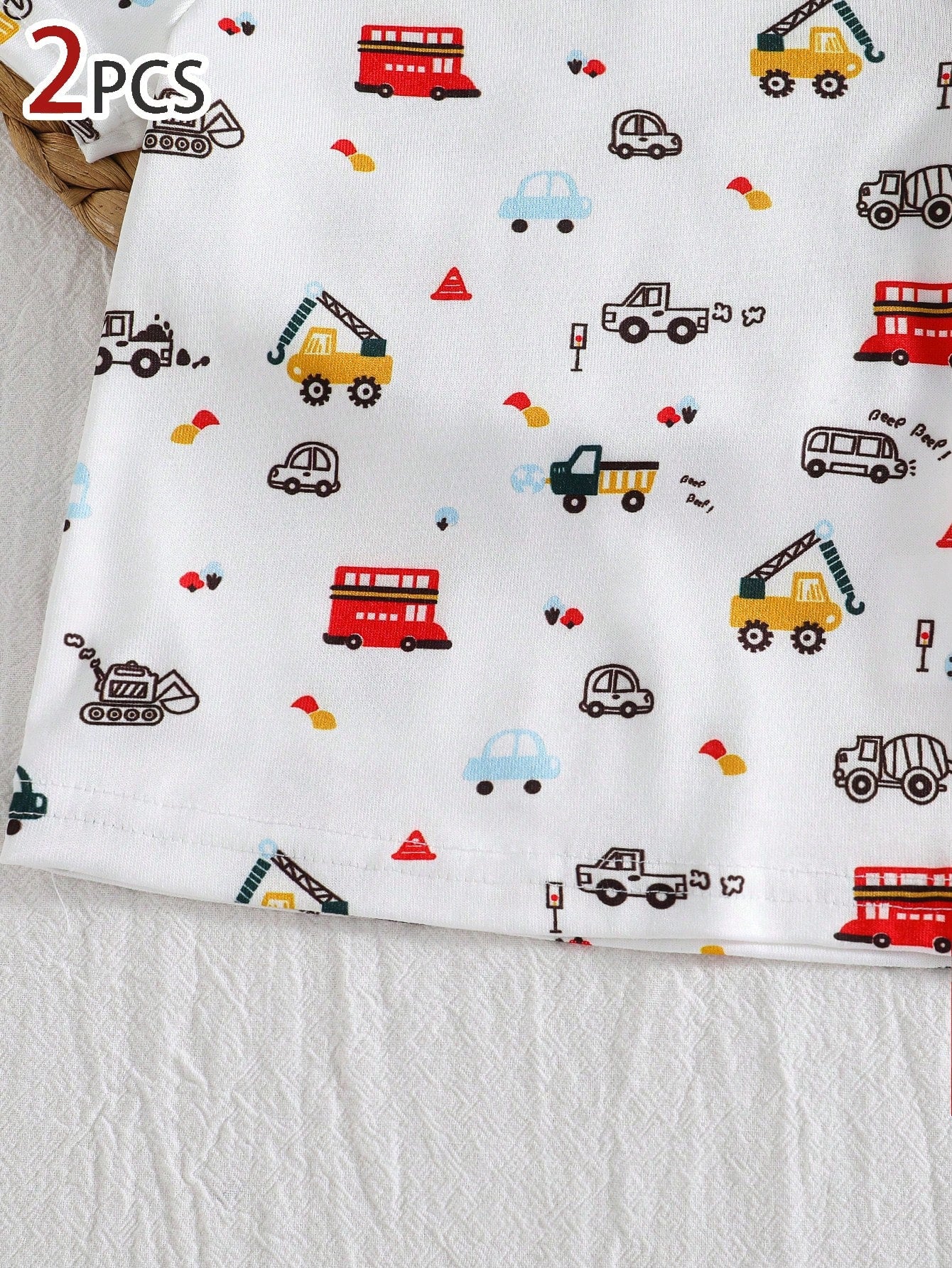 2 Pieces Baby Boys Pajama Set,Cartoon Vehicle Print,Soft Stretchy Knit Night Wear,Snug Fit,Cute Summer,Soft Summer Colour Palette
