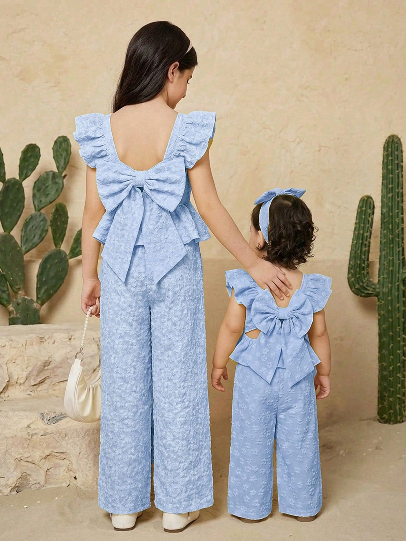 2 Pieces Baby Girl Summer Casual Color-Blocked Ruffled Shirt And Trousers Set