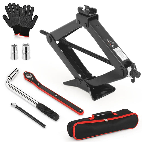 2 Ton (4409 Lbs) Car Jack Kit Heavy-Duty Tire Jack Tool Kit For Vehicle- Universal Car Emergency Kit With Lug Wrench