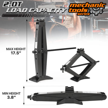 2 Ton (4409 Lbs) Car Jack Kit Heavy-Duty Tire Jack Tool Kit For Vehicle- Universal Car Emergency Kit With Lug Wrench