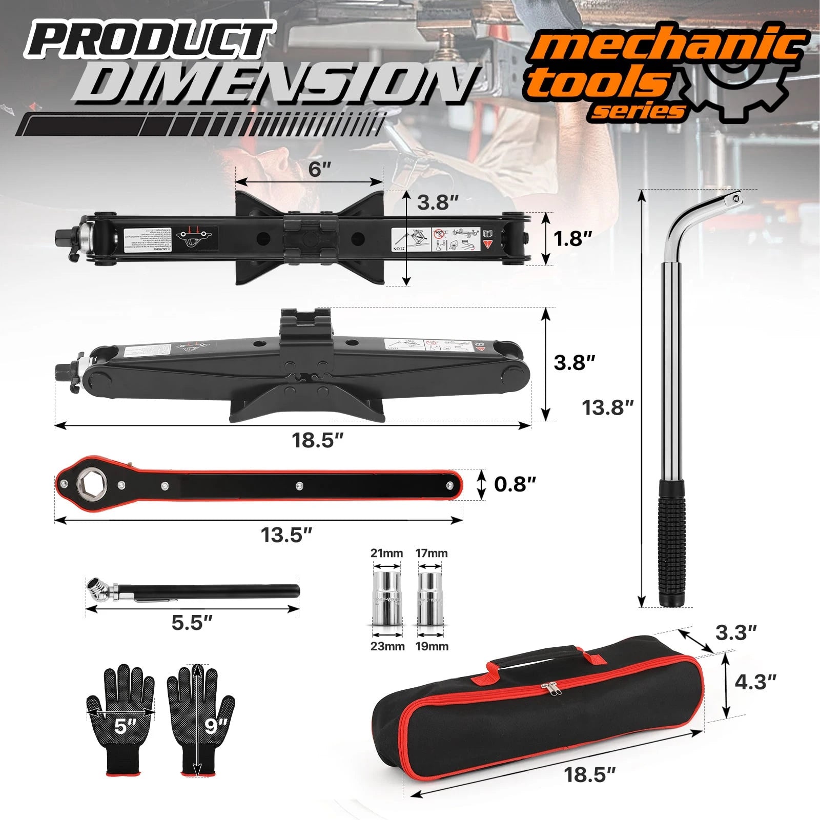 2 Ton (4409 Lbs) Car Jack Kit Heavy-Duty Tire Jack Tool Kit For Vehicle- Universal Car Emergency Kit With Lug Wrench