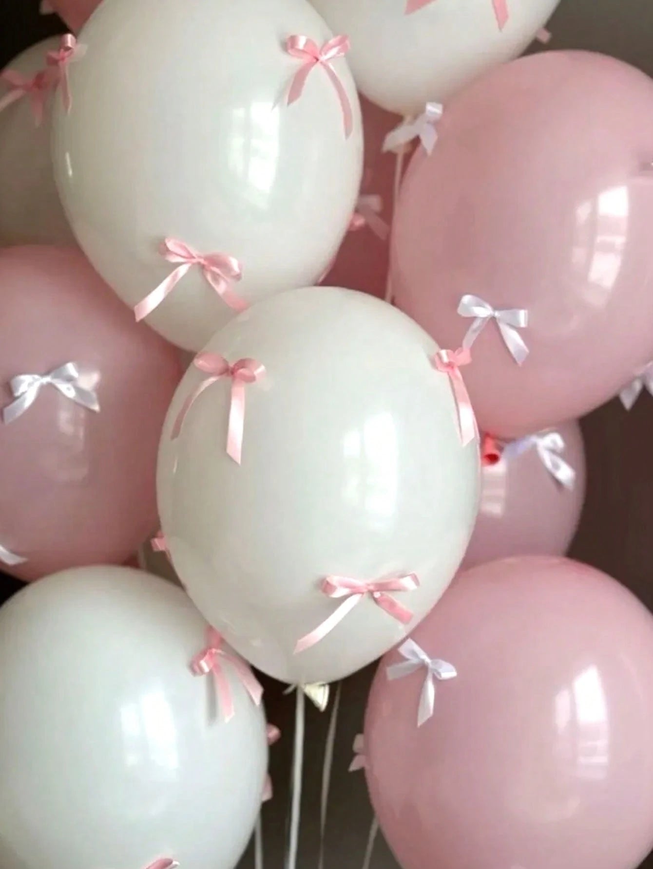 20/93pcs 12-Inch Pink & White Latex Balloons, Ribbon Bows, Balloon Clips, Ribbon Balloon Decoration Set For Birthday Party, Anniversary, Holiday Party