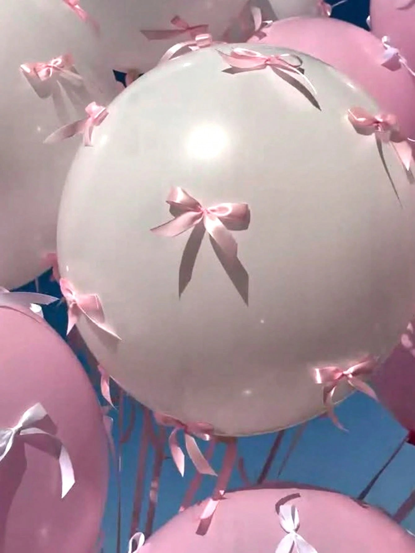20/93pcs 12-Inch Pink & White Latex Balloons, Ribbon Bows, Balloon Clips, Ribbon Balloon Decoration Set For Birthday Party, Anniversary, Holiday Party